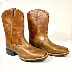 Mens Ariat Sport Brown 10015312 Wide Square Toe Leather Western Boots Size 13EE